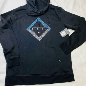 O'Neill Men's Black Hoodie with Blue Accents